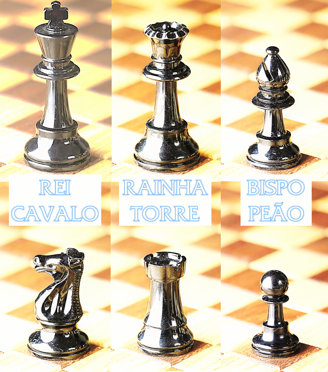 Peças de xadrez do rei e da rainha em pé em igual quantidade de